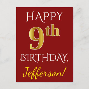 Postal Red, Faux Dourado 9º Aniversário + Cartão Posta