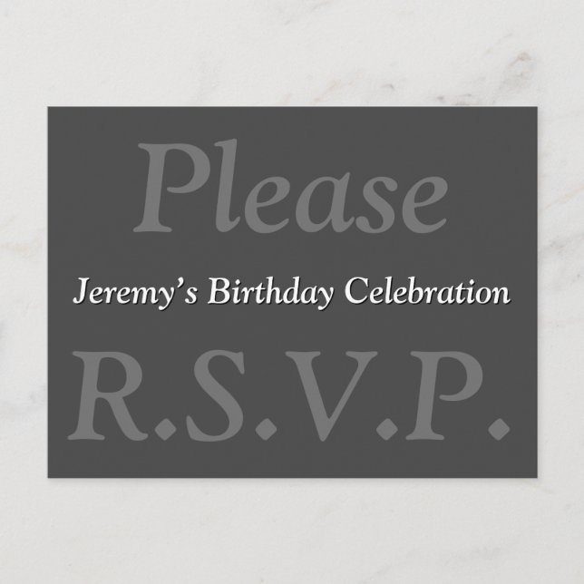 Postal Respeitável e elegante "Por favor R.S.V.P." Cartão (Frente)