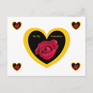 Postal Rosa de Cartão poste no Amarelo Negro Coração, Sej