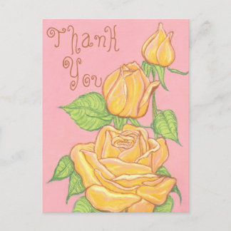 Postal Rosas Amarelas Cartão de Agradecimento 2