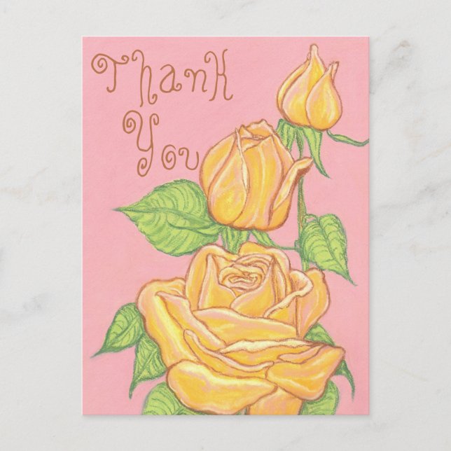 Postal Rosas Amarelas Cartão de Agradecimento 2 (Frente)