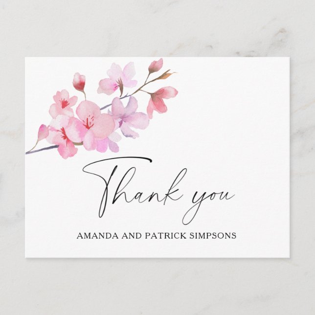 Postal Sakura - Cartão de Agradecimento de Casamento (Frente)