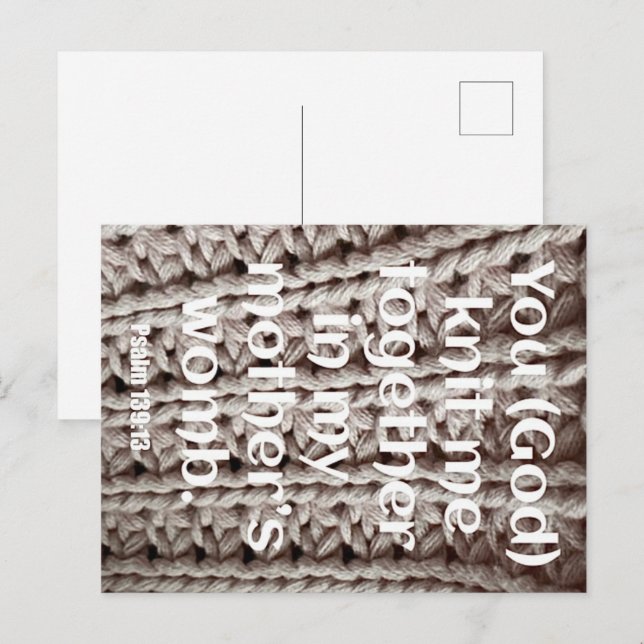 Postal Salm 139:13 Você me tricotou com o cartão de escri (Frente/Verso)