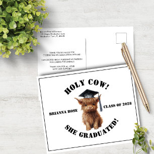 Postal Santa Vaca! Graduação Obrigado Cartão de Posto