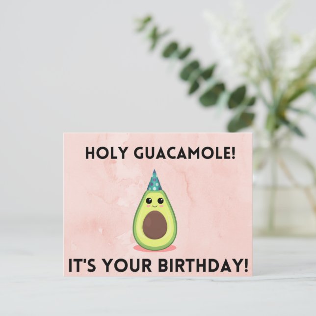 Postal Santo Guacamole, é seu aniversário! Cartão Engraça (Em pé/Frente)
