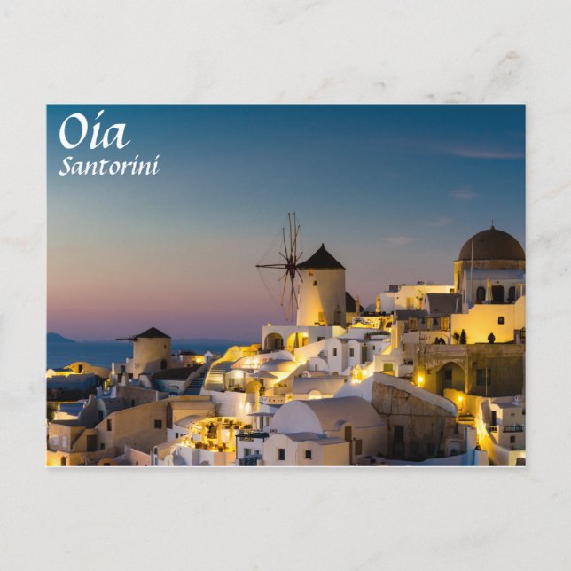 Postal Santorini - A paisagem urbana de Oia no cartão pos (Frente)