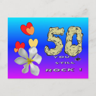 Postal Sara 50º Aniversário Corações Azul Roxo Cartão Pos