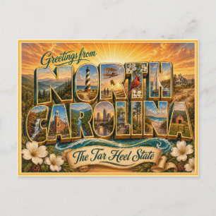 Postal Saudação Antiga da Carolina do Norte de Cartão Pos