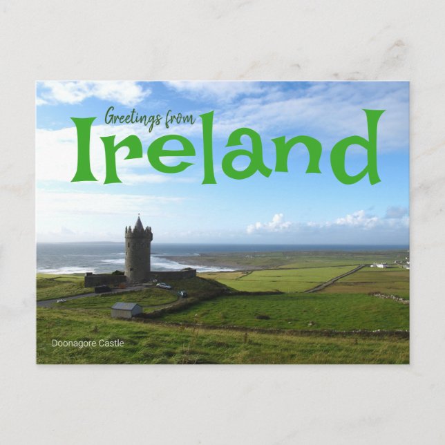 Postal Saudações da Irlanda Doonagore Castle Cartão Posta (Frente)