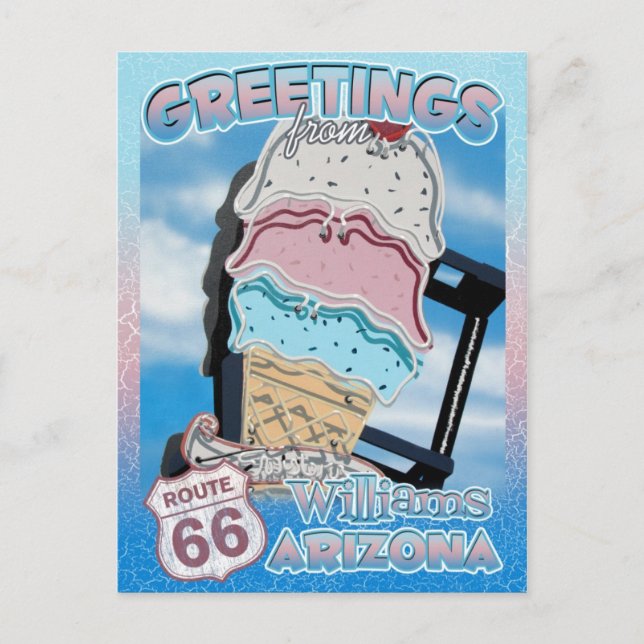 Postal Saudações da Rota 66 Williams Arizona Cartão Posta (Frente)