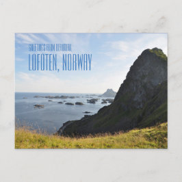 Postal Saudações das Ilhas Lofoten, Noruega cartão de fot