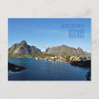 Saudações do belo cartão com fotos da Noruega
