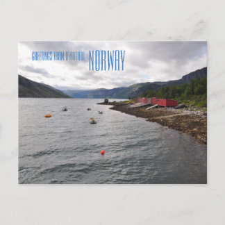 Postal Saudações do belo cartão com fotos da Noruega