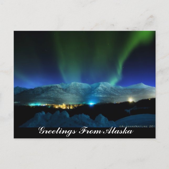 Postal Saudações Do Cartão Aurora Do Alaska (Frente)