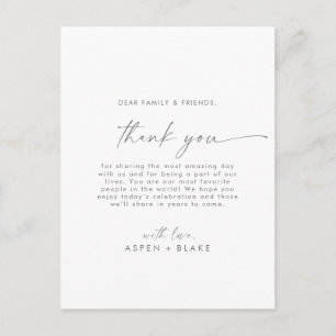 Postal Script Modern Silver Obrigado Cartão de Recepção