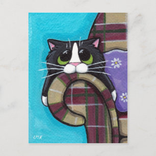 Postal Segunda-feira de manhã azuis - cartão do gato