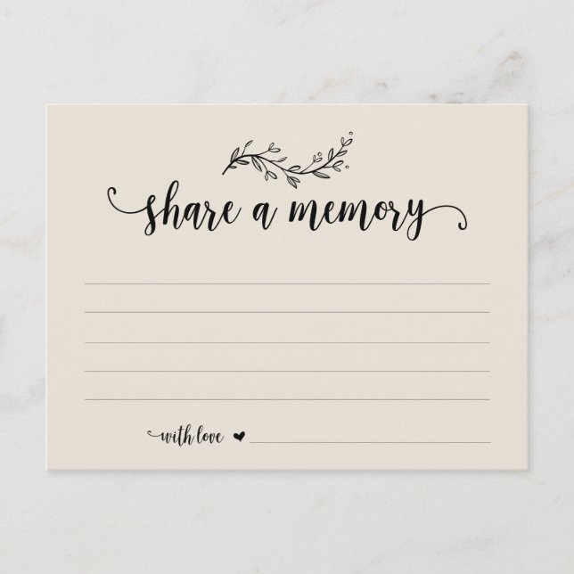 Postal Serviço Funeral, tema Cream, Compartilhe um cartão (Frente)