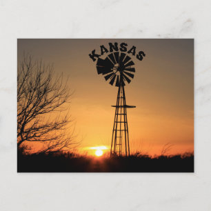 Postal Silhouette de Kansas Sunset com um Cartão de Post