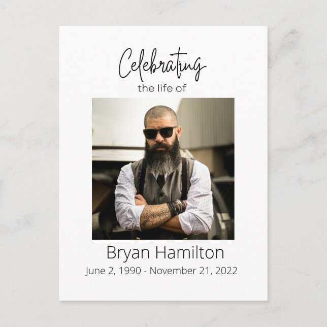 Postal Simples cartão de simpatia de funeral com foto mem (Frente)