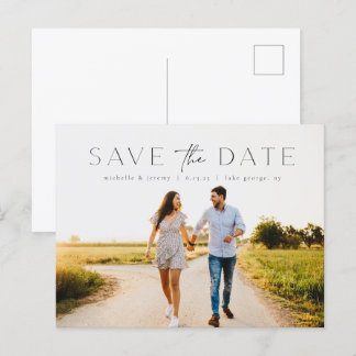 Postal Simples casamento de fotos modernas Salve o cartão