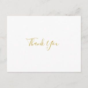 Postal Simples Casamento Dourado Elegante Obrigado Cartão