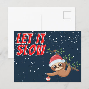 Postal Sloth, deixe-o lento cartão de Natal