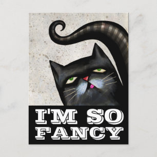 POSTAL SOU TÃO RICO CARTÃO DE ARTE DE GATO PRETO