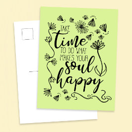 Postal 'Soul Happy' personalize a cor de fundo Cartão pos