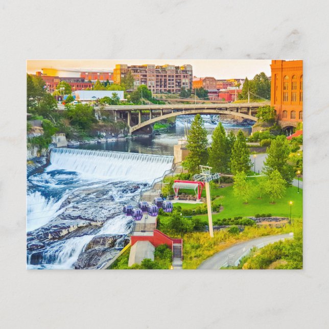 Postal Spokane Cai Posto Cartão Washington (Frente)