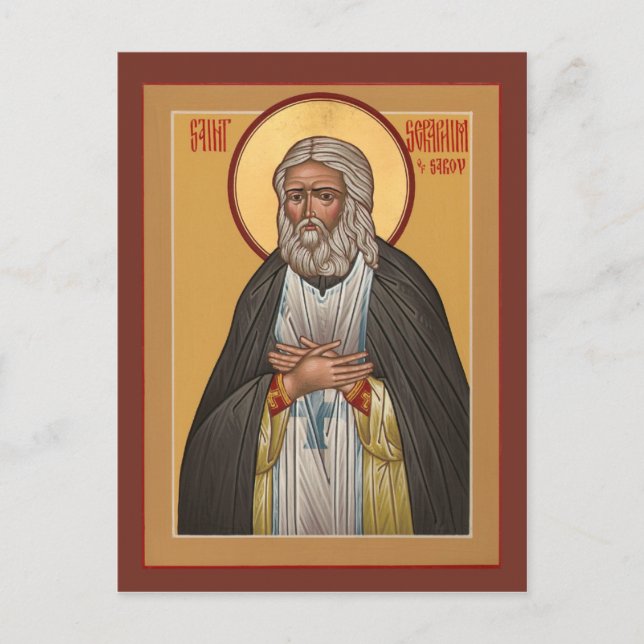 Postal St. Seraphim do cartão da oração de Sarov (Frente)