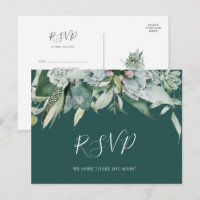 Succulent Greenery | Cartão RSVP de Escolha de Men