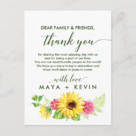 Postal Sunflower Summer Obrigado Cartão de Recepção