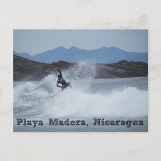 Postal Surfista Playa cartão de Madera, Nicarágua