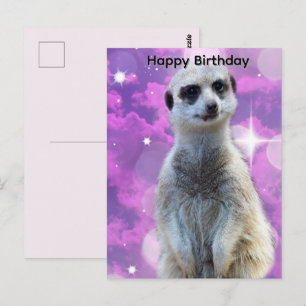 Postal Suricata Com Brilho, Cartão de Aniversário
