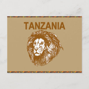 Postal Tanzânia com cartão do leão