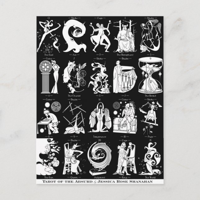 Postal Tarot do Absurdo — Cartão de Posto (Frente)