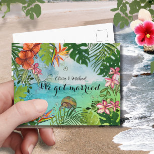 Postal Tartaruga Marinha Tropical Nós Nos Casamos Cartão 