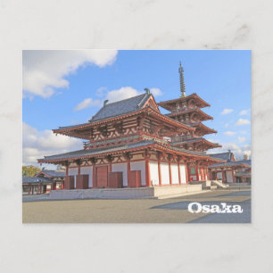 Postal Templo japonês no cartão de Osaka