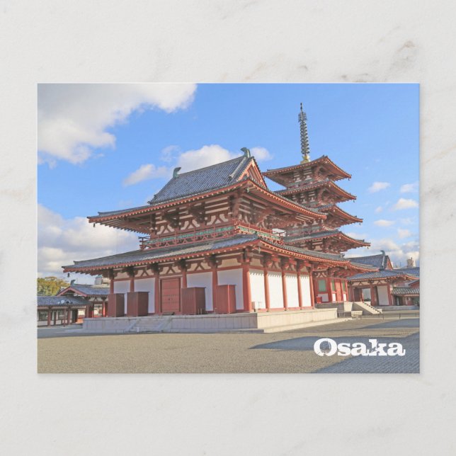 Postal Templo japonês no cartão de Osaka (Frente)