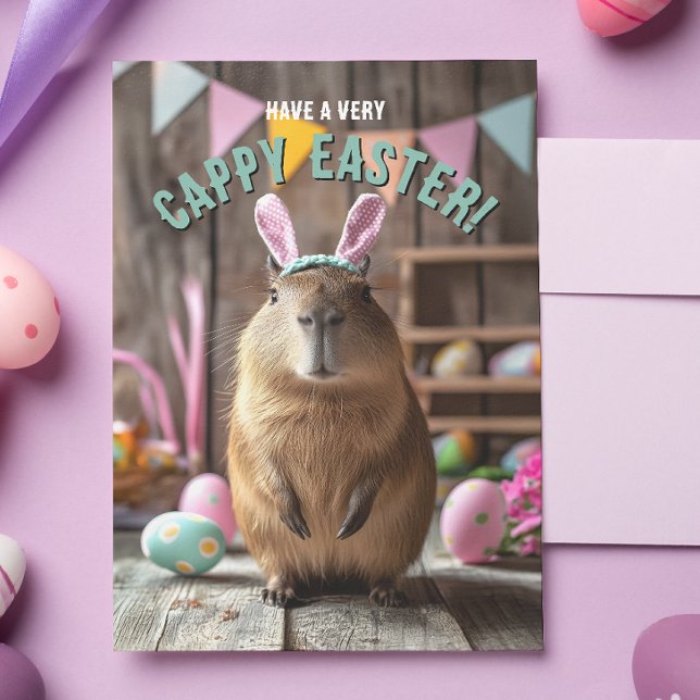 Postal Tenha um cartão Cappy Páscoa Capybara (Hop into Easter with the coolest card in town! )