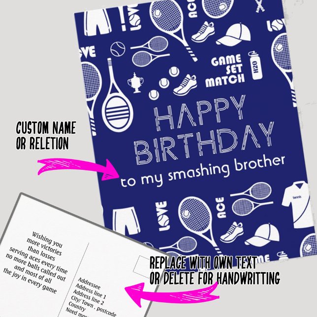 Postal Ténis Azul 🎾 Cartão de Aniversário Feliz (Criador carregado)