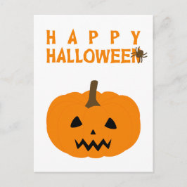 Postal Texto Feliz do Halloween e Abóbora no Cartão Branc