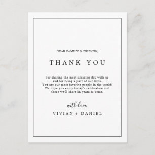 Postal Tipografia Minimalista Obrigado Cartão de Recepção