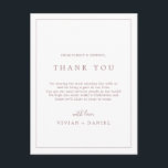 Postal Tipografia Rosa mínima Obrigado Cartão de Recepção<br><div class="desc">Este mínimo obrigado de tipografia de rosa é perfeito para um casamento simples. A design romântica moderna apresenta ouro rosa clássico e tipografia branca. Personalizável em qualquer cor. Mantenha o design simples e elegante, como está, ou personalize-o adicionando seus próprios gráficos e trabalhos de arte. Coloque essas placas na configuração...</div>