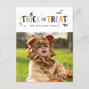 Postal Trick ou Treine o Cartão com fotos de Halloween