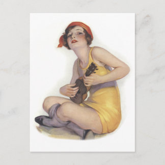 Postal Uke que joga o cartão do Flapper