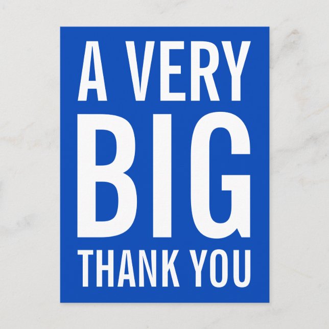 Postal Um Cartão Azul Muito Grande Muito Obrigado (Frente)