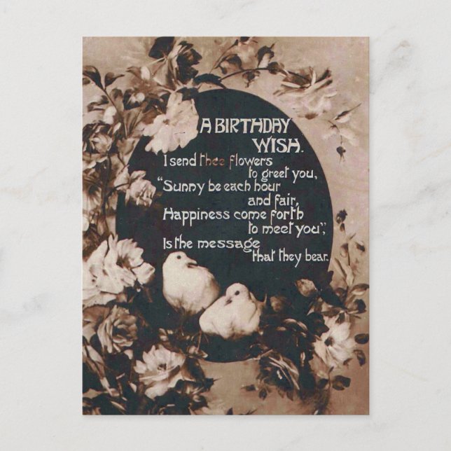 Postal Um desejo de aniversário Renas Pombas Cartão posta (Frente)