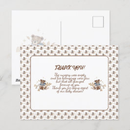 Postal Urso de pelúcia marrom É um menino! Cartão de agra