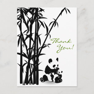 Postal Ursos Panda e Bambu Cartão de Agradecimento